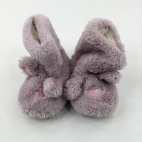 Bunnies Glittery Lilac Fluffy Boot Slippers - Size 1-2