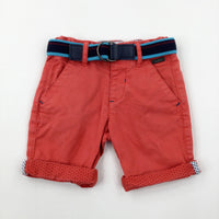 Red Shorts With Adjustable Waist & Belt - Boys 12-18 Months