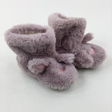 Bunnies Glittery Lilac Fluffy Boot Slippers - Size 1-2