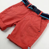 Red Shorts With Adjustable Waist & Belt - Boys 12-18 Months