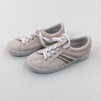 Metallic Striped Peach Trainers - Size 13