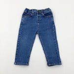 Mid Blue Denim Jeans With Adjustable Waist - Boys 12-18 Months