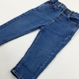 Mid Blue Denim Jeans With Adjustable Waist - Boys 12-18 Months