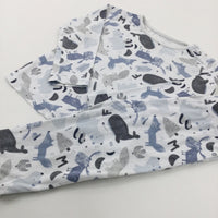 Animals Blue & White Pyjamas - Boys 12-18 Months
