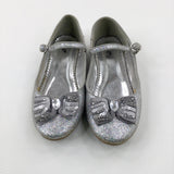 Bows Sequinned Glittery Silver Shoes - Size 3