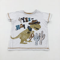 'Yee-Ha!' Dinosaur White T-Shirt - Boys 12-18 Months