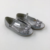 Bows Sequinned Glittery Silver Shoes - Size 3