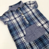 Navy Checked Romper - Boys 12-18 Months