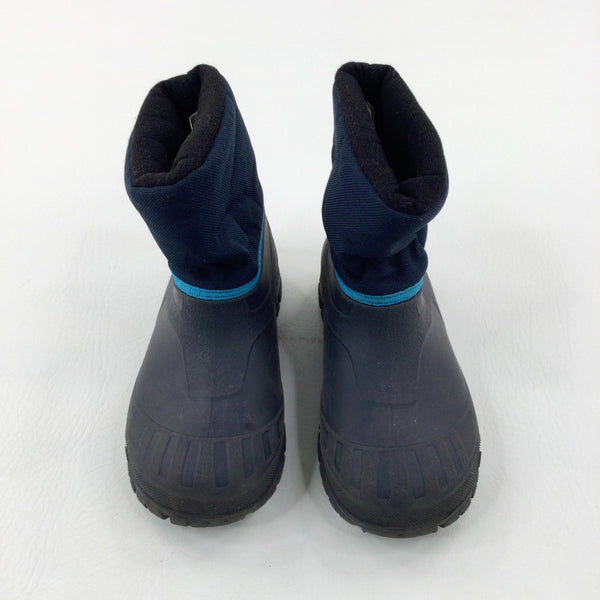 Navy & Black Lined Ankle Welly Boots - Size 10