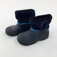 Navy & Black Lined Ankle Welly Boots - Size 10