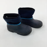 Navy & Black Lined Ankle Welly Boots - Size 10