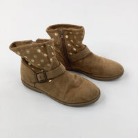 Spotty Tan Suede Effect Ankle Boots - Size 1