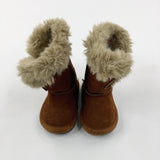 Tan Suede Effect Fleece Lined Boots - Size 4