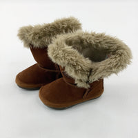 Tan Suede Effect Fleece Lined Boots - Size 4