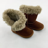 Tan Suede Effect Fleece Lined Boots - Size 4