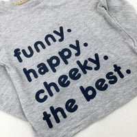 'Funny Happy' Grey Long Sleeve Top - Boys 12-18 Months