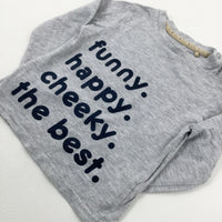 'Funny Happy' Grey Long Sleeve Top - Boys 12-18 Months