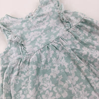 Flowers Green Dress - Girls 12-18 Months