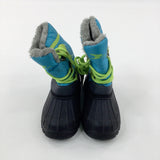 'Crane' Lime Green & Blue Fleece Lined Walking Boots - Size 9