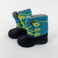 'Crane' Lime Green & Blue Fleece Lined Walking Boots - Size 9