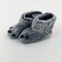 Monster Grey Fluffy Boot Slippers - Size 9