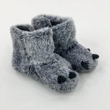 Monster Grey Fluffy Boot Slippers - Size 9