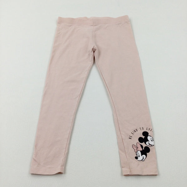 'Be Kind To Everyone' Mickey & Minnie Mouse Pale Pink Leggings - Girls 6-7 Years