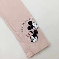 'Be Kind To Everyone' Mickey & Minnie Mouse Pale Pink Leggings - Girls 6-7 Years