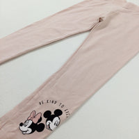 'Be Kind To Everyone' Mickey & Minnie Mouse Pale Pink Leggings - Girls 6-7 Years