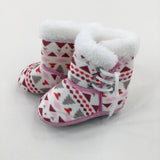 Patterned Pink & White Baby Boots - Size 0