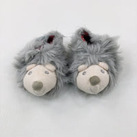 Hedgehogs Grey Fluffy Baby Slipppers - Size 0