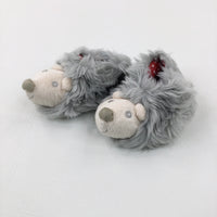 Hedgehogs Grey Fluffy Baby Slipppers - Size 0