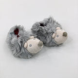 Hedgehogs Grey Fluffy Baby Slipppers - Size 0