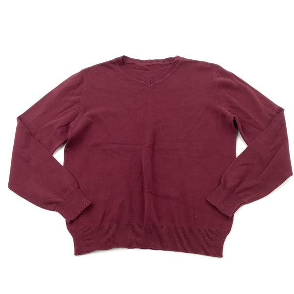 Burgundy V-Neck Knitted School Jumper - Boys/Girls 9-10 Years