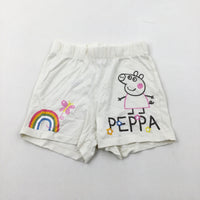 'Peppa' Pig White Cotton Jersey Shorts - Girls 2-3 Years