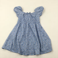 Flowers Blue Lightweight Dress - Girls 7-8 Years
