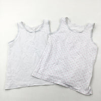 Set of 2 Vests - White/Pink Stars - Girls 8-9 Years