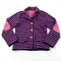 Navy & Pink Striped Fabric Jacket - Girls 4-5 Years