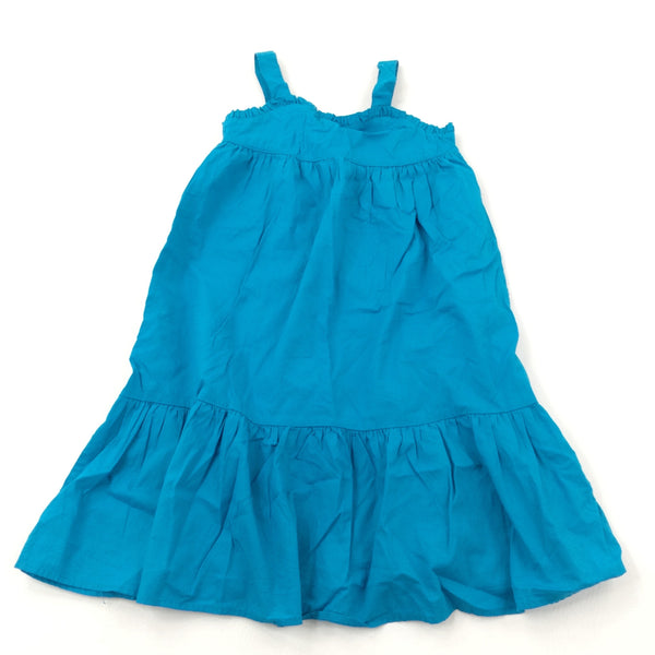 Blue Lined Cotton Summer Dress - Girls 7-8 Years