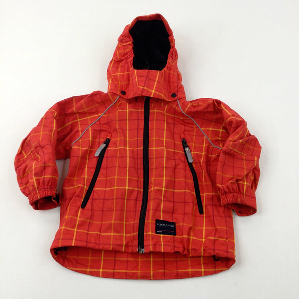 Red & Yellow Checked Coat With Hood - Boys 2-3 Years