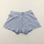 Blue & White Striped Cotton Jersey Shorts - Boys/Girls 18-24 Months