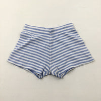 Blue & White Striped Cotton Jersey Shorts - Boys/Girls 18-24 Months