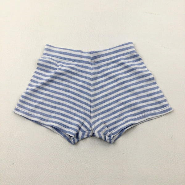 Blue & White Striped Cotton Jersey Shorts - Boys/Girls 18-24 Months