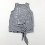 Dream As Big As The Ocean' Mermaid Grey Tie-front Vest Top - Girls 7-8 Years