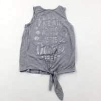 Dream As Big As The Ocean' Mermaid Grey Tie-front Vest Top - Girls 7-8 Years