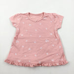 Flowers Peach T-Shirt - Girls 3-6 Months
