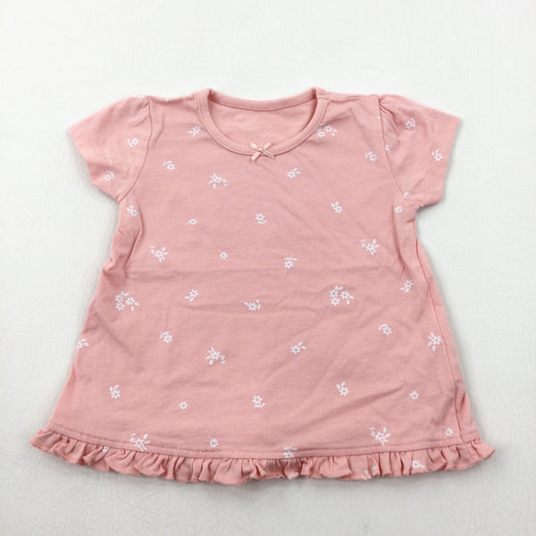 Flowers Peach T-Shirt - Girls 3-6 Months