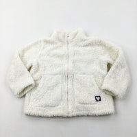 Cream Fluffy Fleece Zip Through Jumper - Girls 2-3 Years