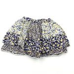 Flowers & Birds Navy & Yellow Layered Skirt - Girls 8-9 Years