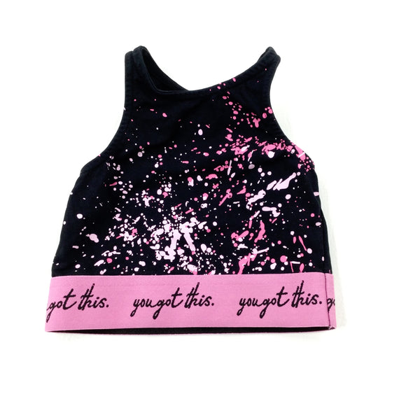 'You Got This' Black & Pink Crop Top - Girls 5-6 Years